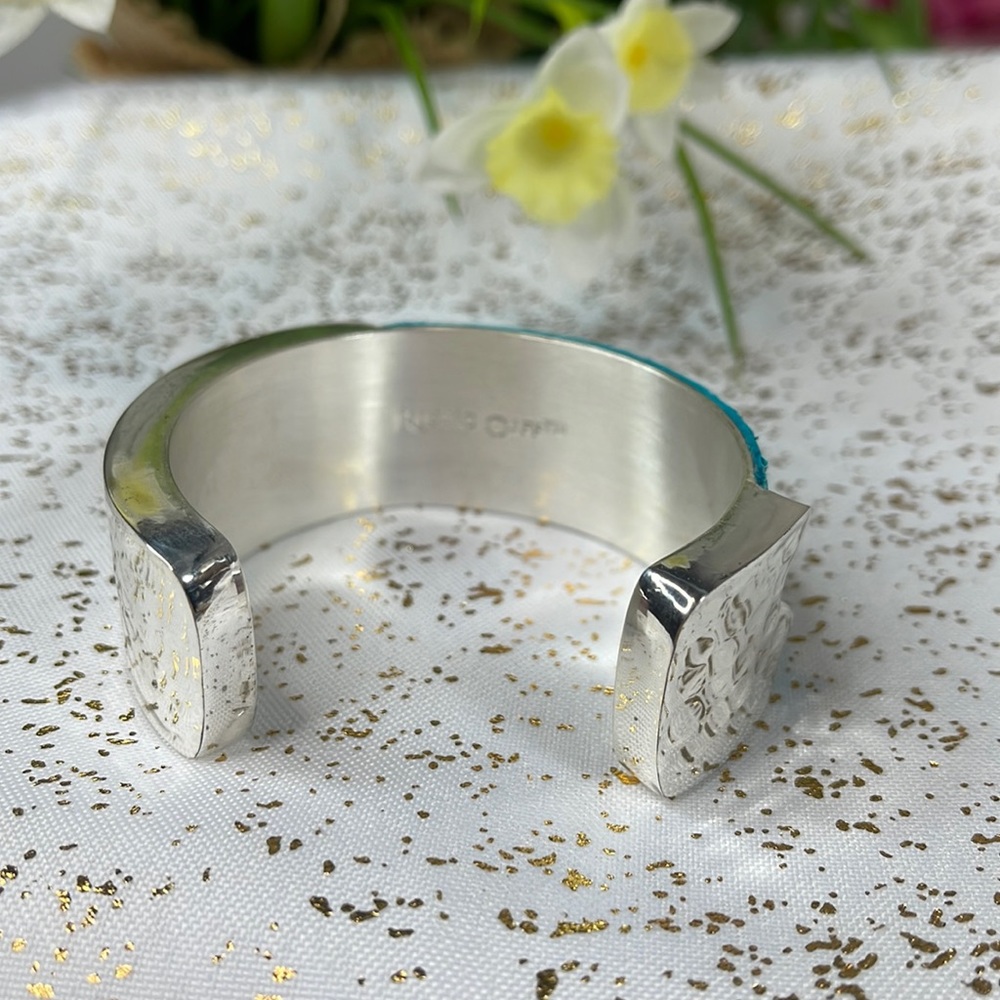 Rustic cuff bracelet bangle stingray Dallas blue silver - Picture 2 of 5